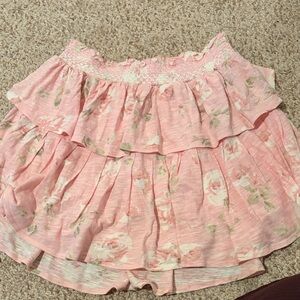 LoveShackFancy Pink Floral Skirt